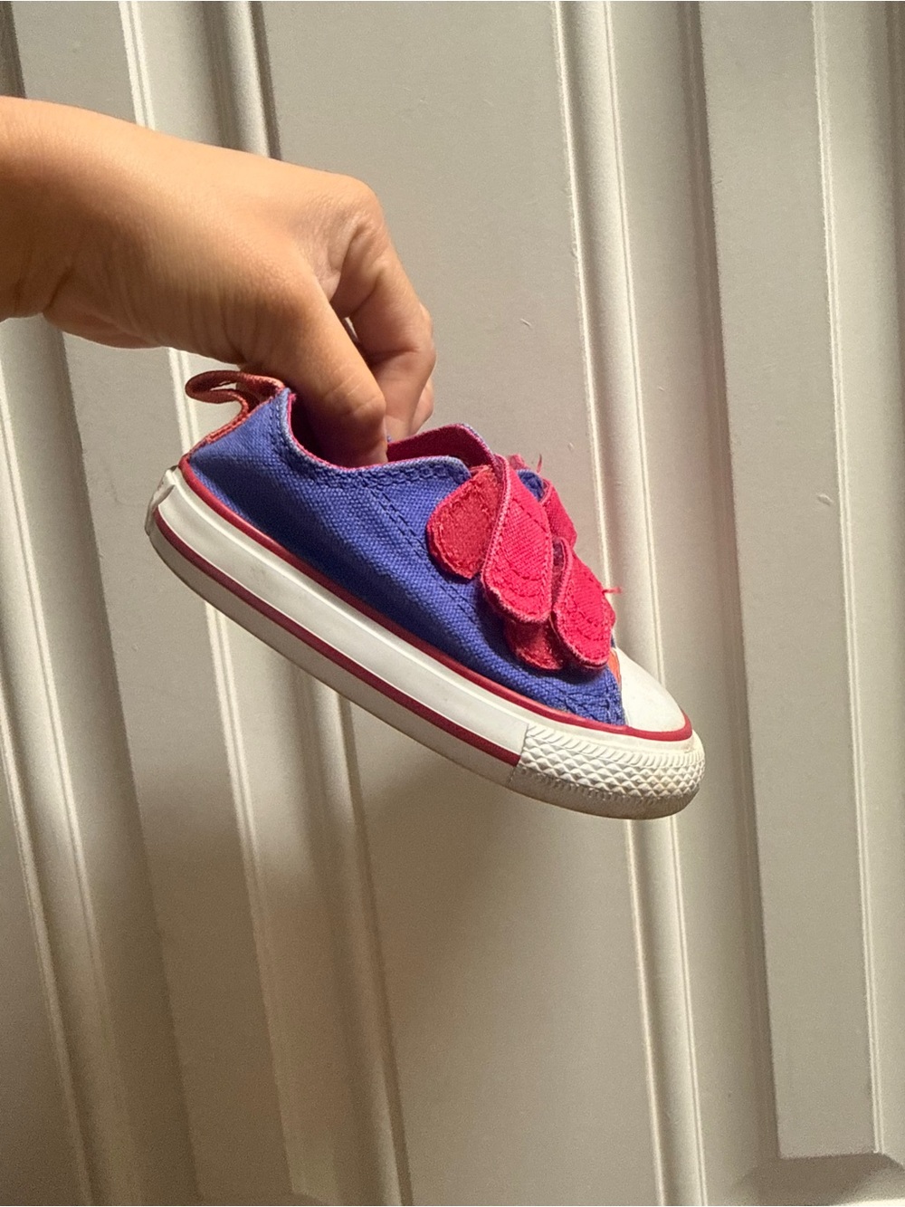 Converse Kids Purple Canvas Sneaker with Pink Heart Accents